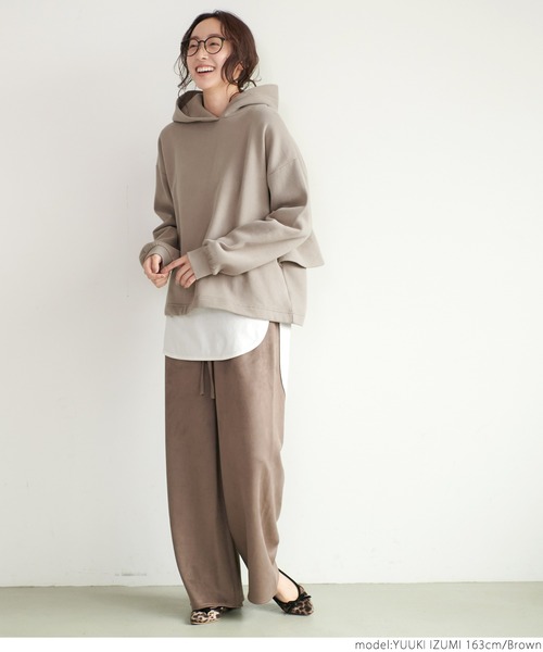 coca（coca）（コカ）の「裏起毛バックフリルパーカー（パーカー・レディース・ブラウン/チャコールグレー・ONE SIZE）」の11枚目の写真