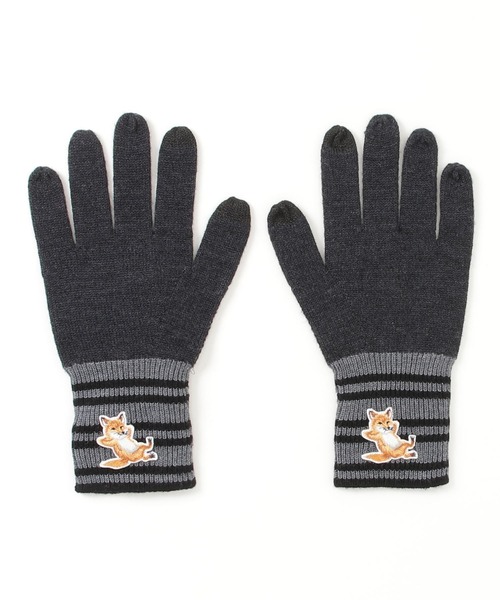 【値下げ】メゾンキツネ　CHILLAX FOX STRIPED GLOVES Maison Kitsune（メゾンキツネ）の「CHILLAX FOX STRIPED GLOVES（手袋