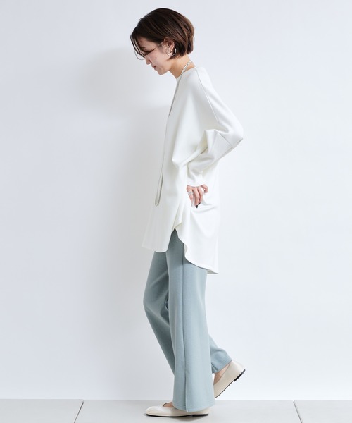 DouDou（ドゥドゥ）の「ニットドッキングポンチョプルオーバー（Tシャツ/カットソー・レディース・オフホワイト/グレイッシュベージュ・FREE）」の9枚目の写真