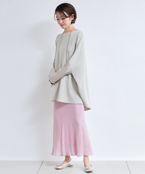 DouDou（ドゥドゥ）の「ニットドッキングポンチョプルオーバー（Tシャツ/カットソー・レディース・オフホワイト/グレイッシュベージュ・FREE）」の22枚目の写真