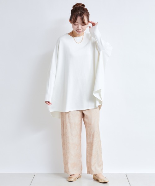 DouDou（ドゥドゥ）の「ニットドッキングポンチョプルオーバー（Tシャツ/カットソー・レディース・オフホワイト/グレイッシュベージュ・FREE）」の16枚目の写真