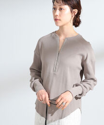 Ray BEAMS（レイビームス）の「Ray BEAMS / リブ ホック ヘンリー ネック Tシャツ（Tシャツ/カットソー・レディース）」