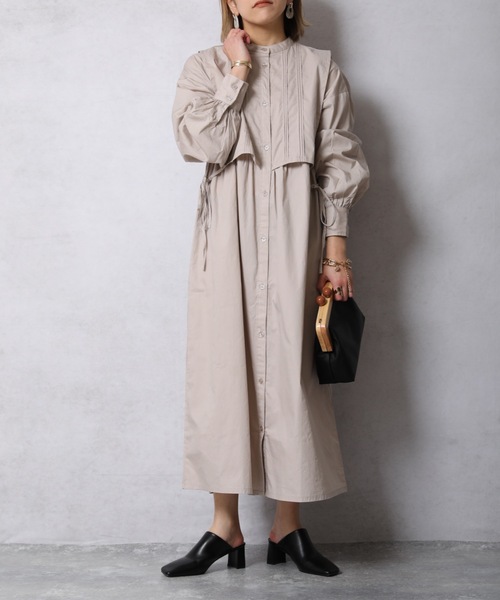 ap retro（アプレトロ）の「ベストレイヤー風シャツワンピース【ZOZOTOWN限定商品】（シャツワンピース・レディース・ブラック/オフホワイト/グレイッシュベージュ・FREE）」の3枚目の写真