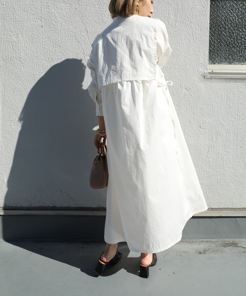 ap retro（アプレトロ）の「ベストレイヤー風シャツワンピース【ZOZOTOWN限定商品】（シャツワンピース・レディース・ブラック/オフホワイト/グレイッシュベージュ・FREE）」の15枚目の写真