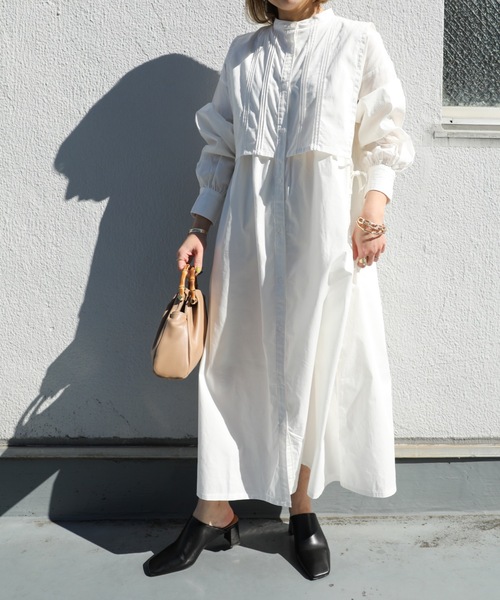 ap retro（アプレトロ）の「ベストレイヤー風シャツワンピース【ZOZOTOWN限定商品】（シャツワンピース・レディース・ブラック/オフホワイト/グレイッシュベージュ・FREE）」の7枚目の写真