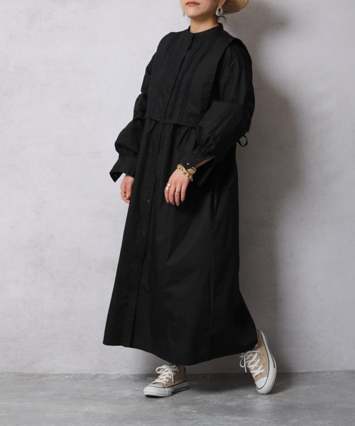 ap retro（アプレトロ）の「ベストレイヤー風シャツワンピース【ZOZOTOWN限定商品】（シャツワンピース・レディース・ブラック/オフホワイト/グレイッシュベージュ・FREE）」の9枚目の写真