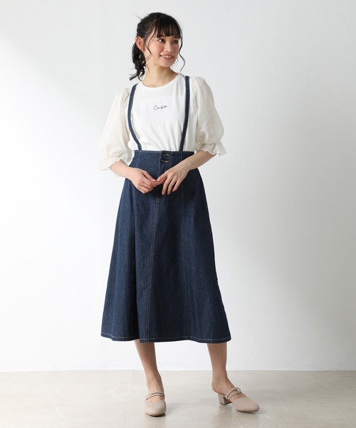 Honeys（ハニーズ）の「サス付フレアスカート（スカート・レディース・ブラック/ベージュ/ライトインディゴブルー・S/M/L）」の12枚目の写真