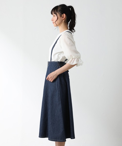 Honeys（ハニーズ）の「サス付フレアスカート（スカート・レディース・ブラック/ベージュ/ライトインディゴブルー・S/M/L）」の5枚目の写真