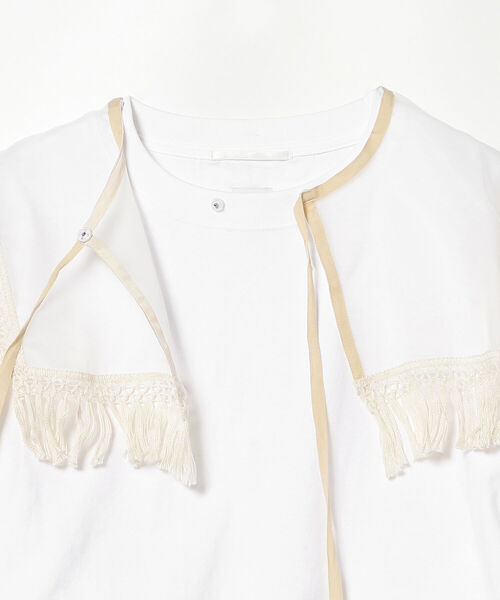 Ray BEAMS（レイビームス）の「Yuumi ARIA / フリルカラー Tシャツ（Tシャツ/カットソー・レディース・ホワイト/ブラック・ONE SIZE）」の4枚目の写真