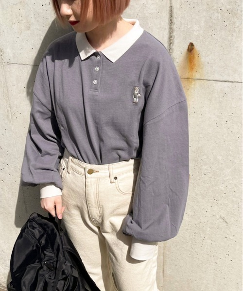 apres jour(アプレジュール)の「くま刺繍ポロシャツ【ZOZOTOWN限定アイテム】(ポロシャツ・レディース・ライトベージュ/アイボリー/ダークブルー/ブラック・X-LARGE/フリー)」の4枚目の写真