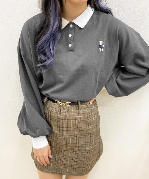 apres jour(アプレジュール)の「くま刺繍ポロシャツ【ZOZOTOWN限定アイテム】(ポロシャツ・レディース・ライトベージュ/アイボリー/ダークブルー/ブラック・X-LARGE/フリー)」の2枚目の写真