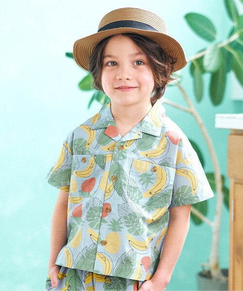 apres les cours（アプレレクール）の「/3柄アロハシャツ（シャツ/ブラウス・キッズ・キナリ/サックスブルー/サーモンピンク・130cm/100cm/120cm/110cm/90cm/140cm/80ｃｍ）」の3枚目の写真