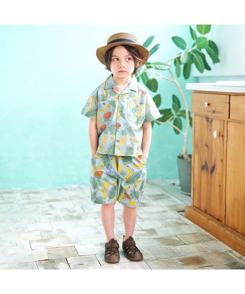 apres les cours（アプレレクール）の「/3柄アロハシャツ（シャツ/ブラウス・キッズ・キナリ/サックスブルー/サーモンピンク・130cm/100cm/120cm/110cm/90cm/140cm/80ｃｍ）」の4枚目の写真