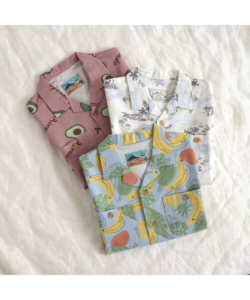 apres les cours（アプレレクール）の「/3柄アロハシャツ（シャツ/ブラウス・キッズ・キナリ/サックスブルー/サーモンピンク・130cm/100cm/120cm/110cm/90cm/140cm/80ｃｍ）」の10枚目の写真