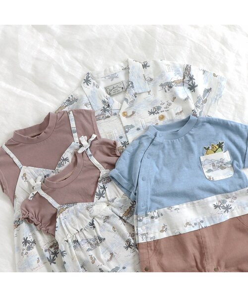 apres les cours（アプレレクール）の「/3柄アロハシャツ（シャツ/ブラウス・キッズ・キナリ/サックスブルー/サーモンピンク・130cm/100cm/120cm/110cm/90cm/140cm/80ｃｍ）」の8枚目の写真