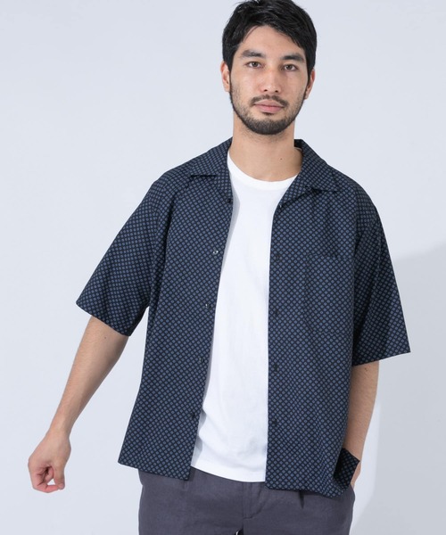 URBAN RESEARCH ROSSO MEN(アーバンリサーチロッソメン)の「『XLサイズあり』小紋柄オープンカラー半袖シャツ(シャツ/ブラウス・メンズ・ネイビー/ブルー/ブルー系その他・SMALL/MEDIUM/LARGE/X-LARGE)」の1枚目の写真