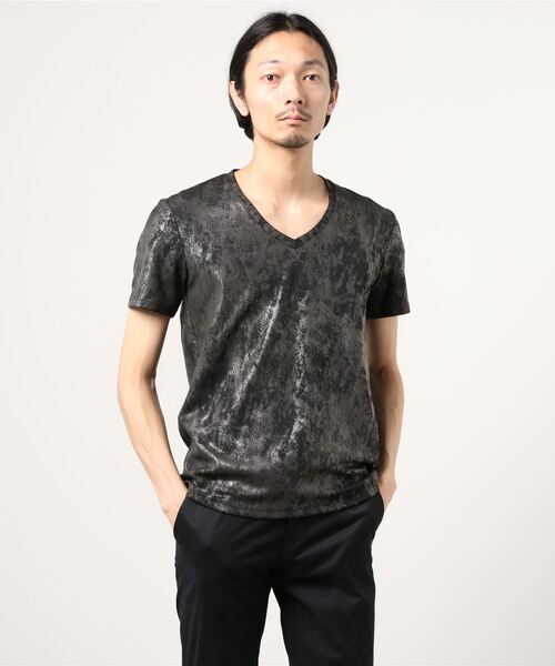 TORNADO MART（トルネードマート）の「TORNADO MART∴クラックフォイル半袖カットソー（Tシャツ/カットソー・メンズ・ライトグレー/ブラック/ピンク・MEDIUM/LARGE/LL）」の2枚目の写真