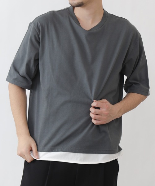 COLONY 2139（コロニートゥーワンスリーナイン）の「【ULTRA HYBRID】USAコットンレイヤードT（Tシャツ/カットソー・メンズ・オフホワイト/チャコールグレー/ブラック/ホワイト系その他・MEDIUM/X-LARGE/LARGE）」の4枚目の写真