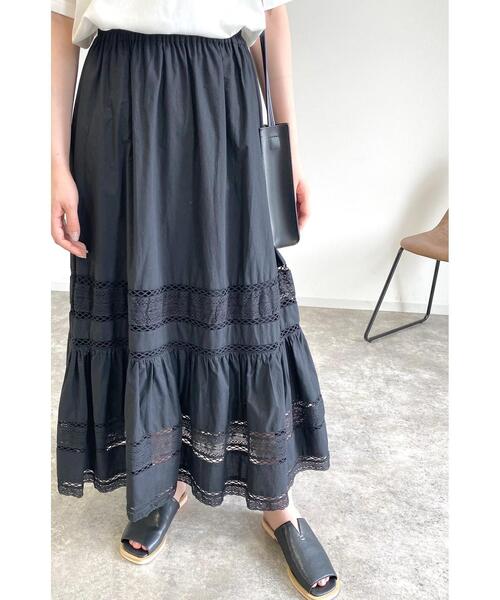 MLI'A（エムリア）の「レース切替コットン／スカート（スカート・レディース・アイボリー/ブラック・FREE）」の11枚目の写真