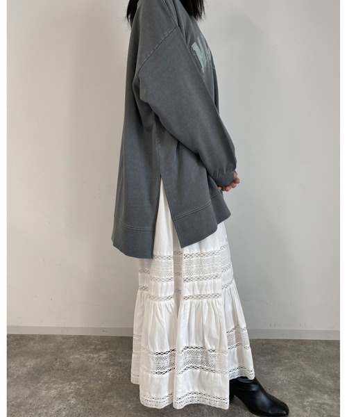 MLI'A（エムリア）の「レース切替コットン／スカート（スカート・レディース・アイボリー/ブラック・FREE）」の13枚目の写真