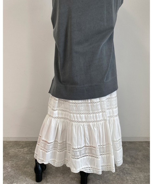 MLI'A（エムリア）の「レース切替コットン／スカート（スカート・レディース・アイボリー/ブラック・FREE）」の16枚目の写真