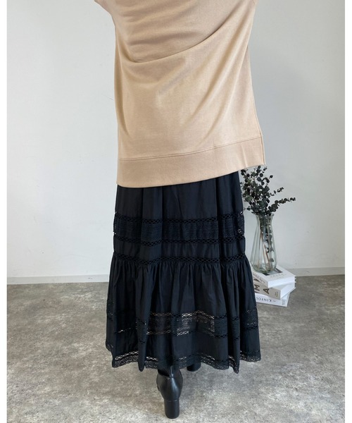 MLI'A（エムリア）の「レース切替コットン／スカート（スカート・レディース・アイボリー/ブラック・FREE）」の22枚目の写真