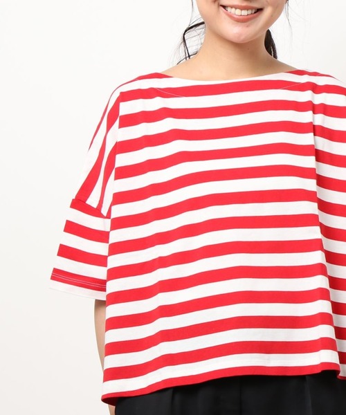 LIPSTAR（リップスター）の「ＵＳＡコットンボーダーショートＴシャツ（Tシャツ/カットソー・レディース・レッド系その他/ダークネイビー/ベージュ系その他/ブラック系その他・M）」の7枚目の写真