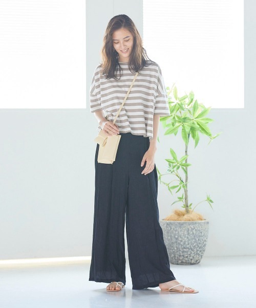 LIPSTAR（リップスター）の「ＵＳＡコットンボーダーショートＴシャツ（Tシャツ/カットソー・レディース・レッド系その他/ダークネイビー/ベージュ系その他/ブラック系その他・M）」の9枚目の写真