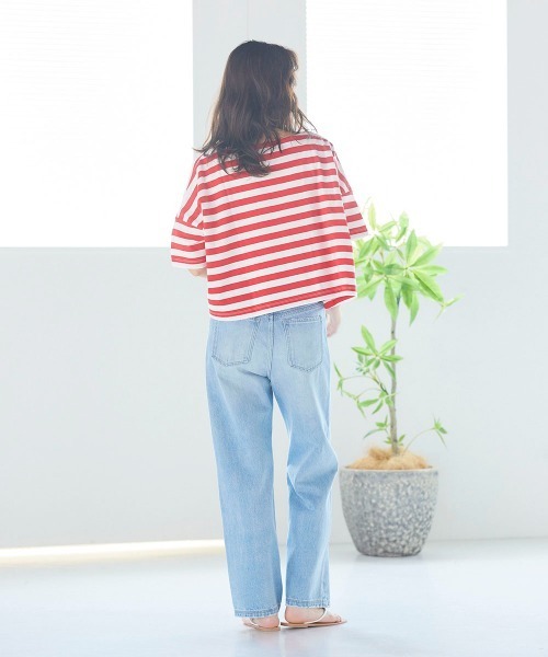 LIPSTAR（リップスター）の「ＵＳＡコットンボーダーショートＴシャツ（Tシャツ/カットソー・レディース・レッド系その他/ダークネイビー/ベージュ系その他/ブラック系その他・M）」の14枚目の写真