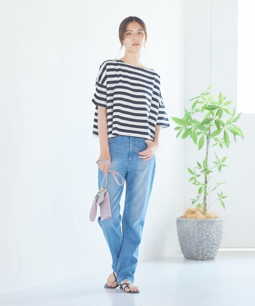 LIPSTAR（リップスター）の「ＵＳＡコットンボーダーショートＴシャツ（Tシャツ/カットソー・レディース・レッド系その他/ダークネイビー/ベージュ系その他/ブラック系その他・M）」の15枚目の写真