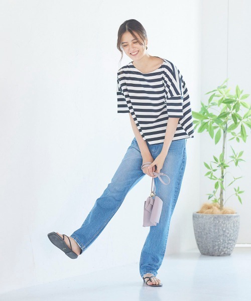 LIPSTAR（リップスター）の「ＵＳＡコットンボーダーショートＴシャツ（Tシャツ/カットソー・レディース・レッド系その他/ダークネイビー/ベージュ系その他/ブラック系その他・M）」の16枚目の写真