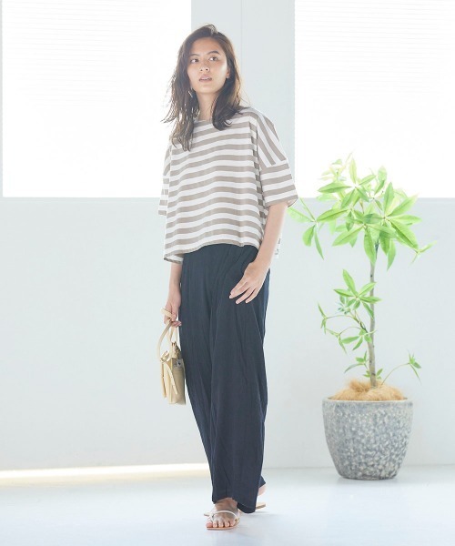 LIPSTAR（リップスター）の「ＵＳＡコットンボーダーショートＴシャツ（Tシャツ/カットソー・レディース・レッド系その他/ダークネイビー/ベージュ系その他/ブラック系その他・M）」の18枚目の写真