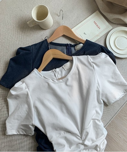 merongshop（メロンショップ）の「MERONGSHOP パフ袖シャーリングワンピース（ワンピース・レディース・ホワイト・FREE）」の9枚目の写真