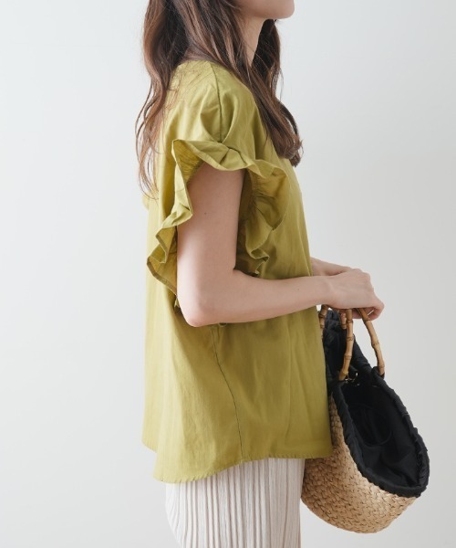 Futier land（フューティアランド）の「フリル袖Ｖネックブラウス（シャツ/ブラウス・レディース・ホワイト/グリーン系その他/ラベンダー/オレンジ/ブラック/ライトベージュ/ピンク・FREE）」の19枚目の写真