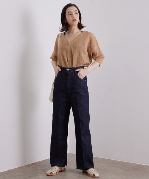 SALON adam et rope'（サロン アダム エ ロペ）の「メッシュ2WAYカーディガン（カーディガン/ボレロ・レディース・ブラック/オフホワイト/キャメル・FREE）」の6枚目の写真