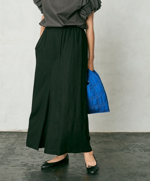PUAL CE CIN（ピュアルセシン）の「【WEB限定】レーヨンリネン／麻　タックキュロットパンツ（その他パンツ・レディース・チャコールグレー/ブラック/ベージュ/グレー・FREE）」の2枚目の写真