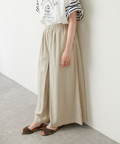 PUAL CE CIN（ピュアルセシン）の「【WEB限定】レーヨンリネン／麻　タックキュロットパンツ（その他パンツ・レディース・チャコールグレー/ブラック/ベージュ/グレー・FREE）」の21枚目の写真