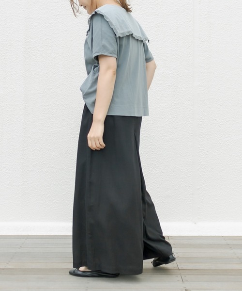 PUAL CE CIN（ピュアルセシン）の「【WEB限定】レーヨンリネン／麻　タックキュロットパンツ（その他パンツ・レディース・チャコールグレー/ブラック/ベージュ/グレー・FREE）」の6枚目の写真