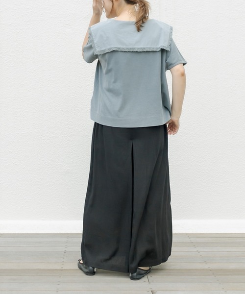 PUAL CE CIN（ピュアルセシン）の「【WEB限定】レーヨンリネン／麻　タックキュロットパンツ（その他パンツ・レディース・チャコールグレー/ブラック/ベージュ/グレー・FREE）」の5枚目の写真