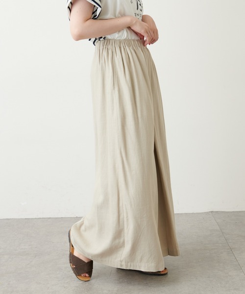 PUAL CE CIN（ピュアルセシン）の「【WEB限定】レーヨンリネン／麻　タックキュロットパンツ（その他パンツ・レディース・チャコールグレー/ブラック/ベージュ/グレー・FREE）」の12枚目の写真