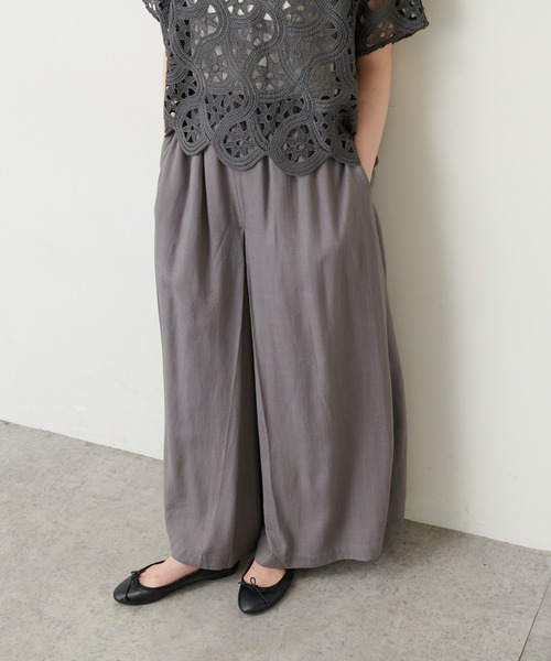 PUAL CE CIN（ピュアルセシン）の「【WEB限定】レーヨンリネン／麻　タックキュロットパンツ（その他パンツ・レディース・チャコールグレー/ブラック/ベージュ/グレー・FREE）」の13枚目の写真