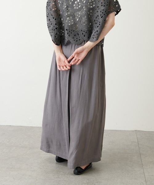 PUAL CE CIN（ピュアルセシン）の「【WEB限定】レーヨンリネン／麻　タックキュロットパンツ（その他パンツ・レディース・チャコールグレー/ブラック/ベージュ/グレー・FREE）」の22枚目の写真