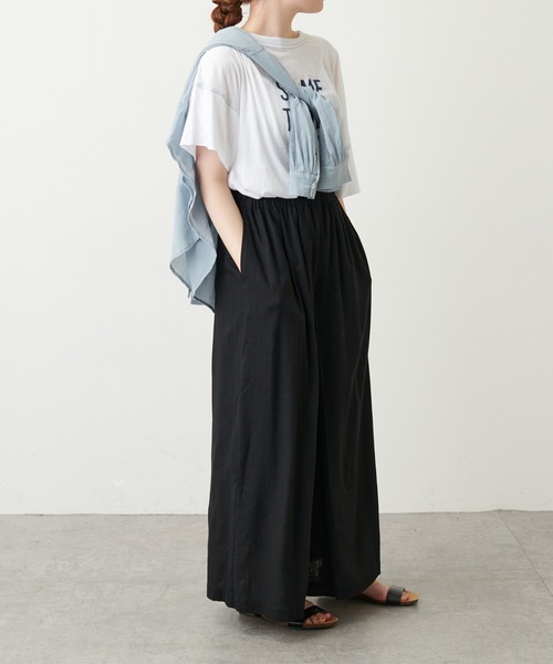 PUAL CE CIN（ピュアルセシン）の「【WEB限定】レーヨンリネン／麻　タックキュロットパンツ（その他パンツ・レディース・チャコールグレー/ブラック/ベージュ/グレー・FREE）」の18枚目の写真