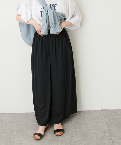 PUAL CE CIN（ピュアルセシン）の「【WEB限定】レーヨンリネン／麻　タックキュロットパンツ（その他パンツ・レディース・チャコールグレー/ブラック/ベージュ/グレー・FREE）」の17枚目の写真