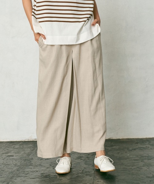 PUAL CE CIN（ピュアルセシン）の「【WEB限定】レーヨンリネン／麻　タックキュロットパンツ（その他パンツ・レディース・チャコールグレー/ブラック/ベージュ/グレー・FREE）」の10枚目の写真