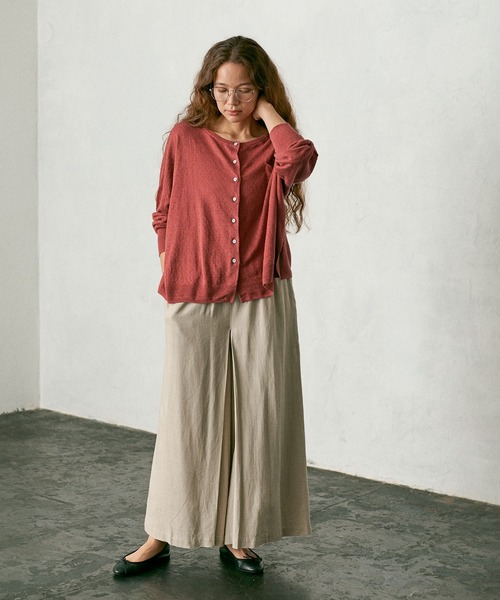 PUAL CE CIN（ピュアルセシン）の「【WEB限定】レーヨンリネン／麻　タックキュロットパンツ（その他パンツ・レディース・チャコールグレー/ブラック/ベージュ/グレー・FREE）」の11枚目の写真