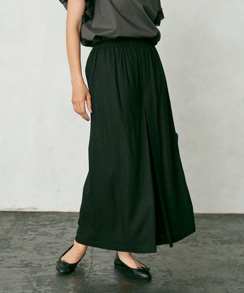 PUAL CE CIN（ピュアルセシン）の「【WEB限定】レーヨンリネン／麻　タックキュロットパンツ（その他パンツ・レディース・チャコールグレー/ブラック/ベージュ/グレー・FREE）」の16枚目の写真