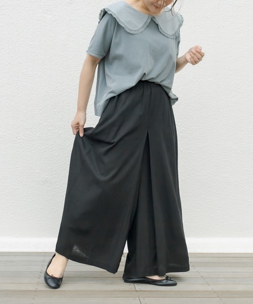 PUAL CE CIN（ピュアルセシン）の「【WEB限定】レーヨンリネン／麻　タックキュロットパンツ（その他パンツ・レディース・チャコールグレー/ブラック/ベージュ/グレー・FREE）」の9枚目の写真