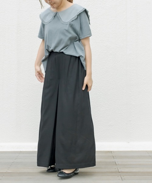 PUAL CE CIN（ピュアルセシン）の「【WEB限定】レーヨンリネン／麻　タックキュロットパンツ（その他パンツ・レディース・チャコールグレー/ブラック/ベージュ/グレー・FREE）」の7枚目の写真