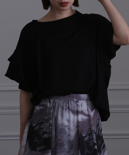 ElegChic(エレグシック)の「ダブルフリルスリーブトップス(Tシャツ/カットソー・レディース・カーキ/ホワイト/ピンクベージュ/ブラック・XL/4L/M)」の20枚目の写真